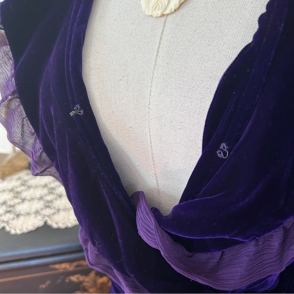 Vintage Velvet Wrap Dress in Royal Purple, Circa Late 70’s/Early 80’s - Picture 6 of 11